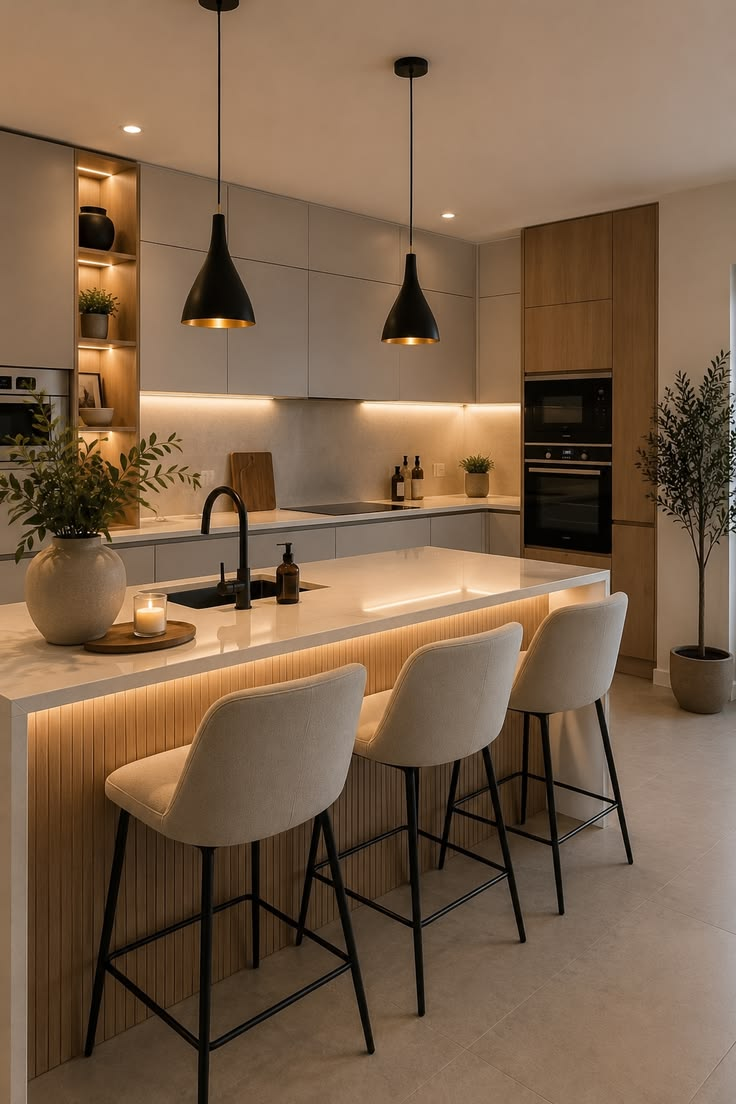Warm modern kitchen